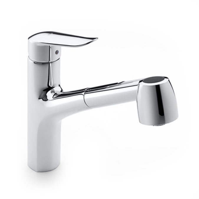 Roca Logica | Kitchen sink mixer with retractable swivel spout