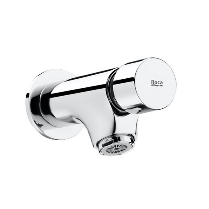 Self-closing wall-mounted basin faucet with push button Roca Instant