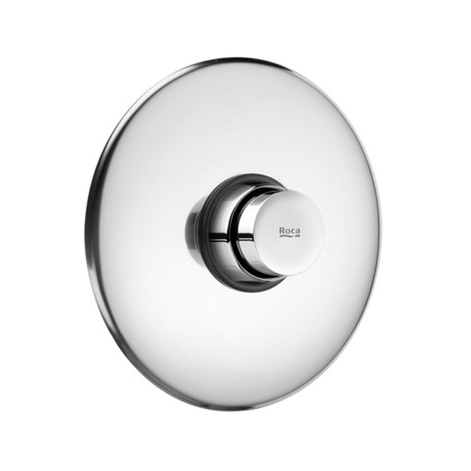 Self-closing built-in shut-off cock for shower with round wall-plate Roca Instant