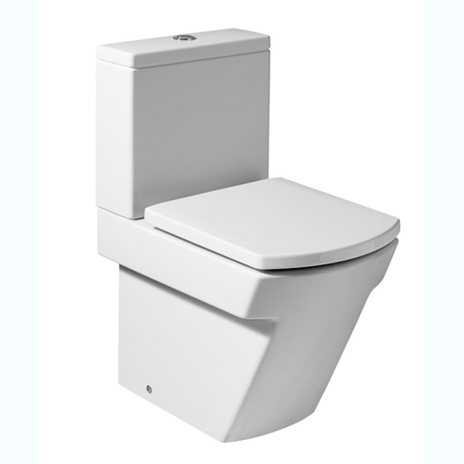 Roca Hall  | Pack Compact back to wall vitreous china close-coupled WC with dual outlet. Measures 365x595x765 mm. 